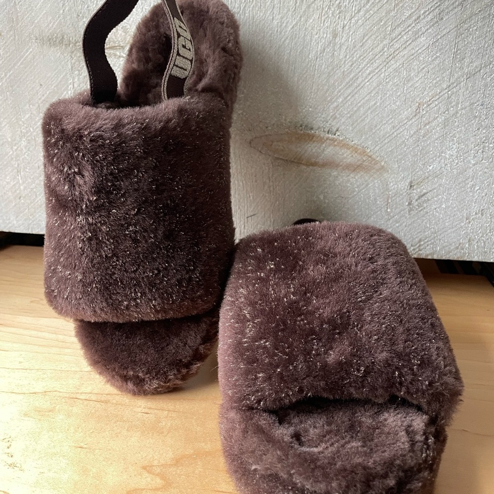 UGG Fluff Yeah Slide Soft Brown Slippers - image 1